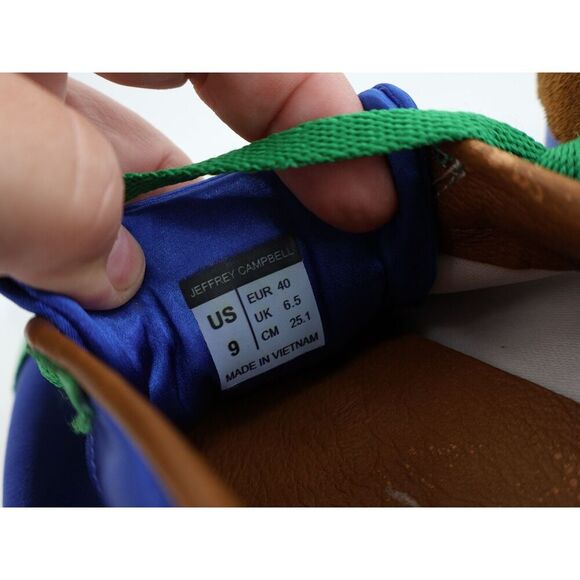 Jeffrey Campbell Keys Sneaker Womens 9 Blue Green Satin Lace Up Shoes Fashion - Picture 12 of 12